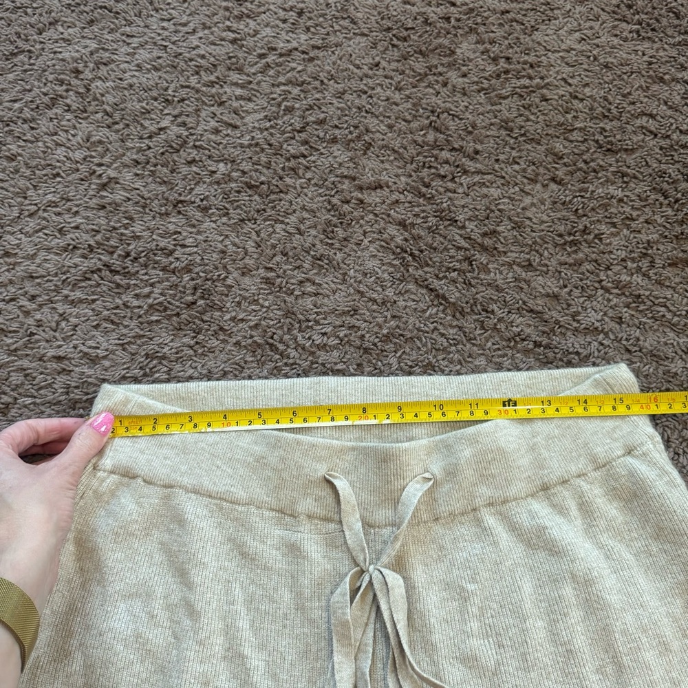 RD Style Beige Knitted Drawstring Pull On Jogger Pants Fuzzy Anthropologie L - Picture 8 of 10